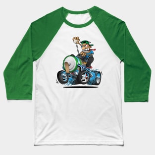 Hot Rod Electric Car Cartoon Baseball T-Shirt